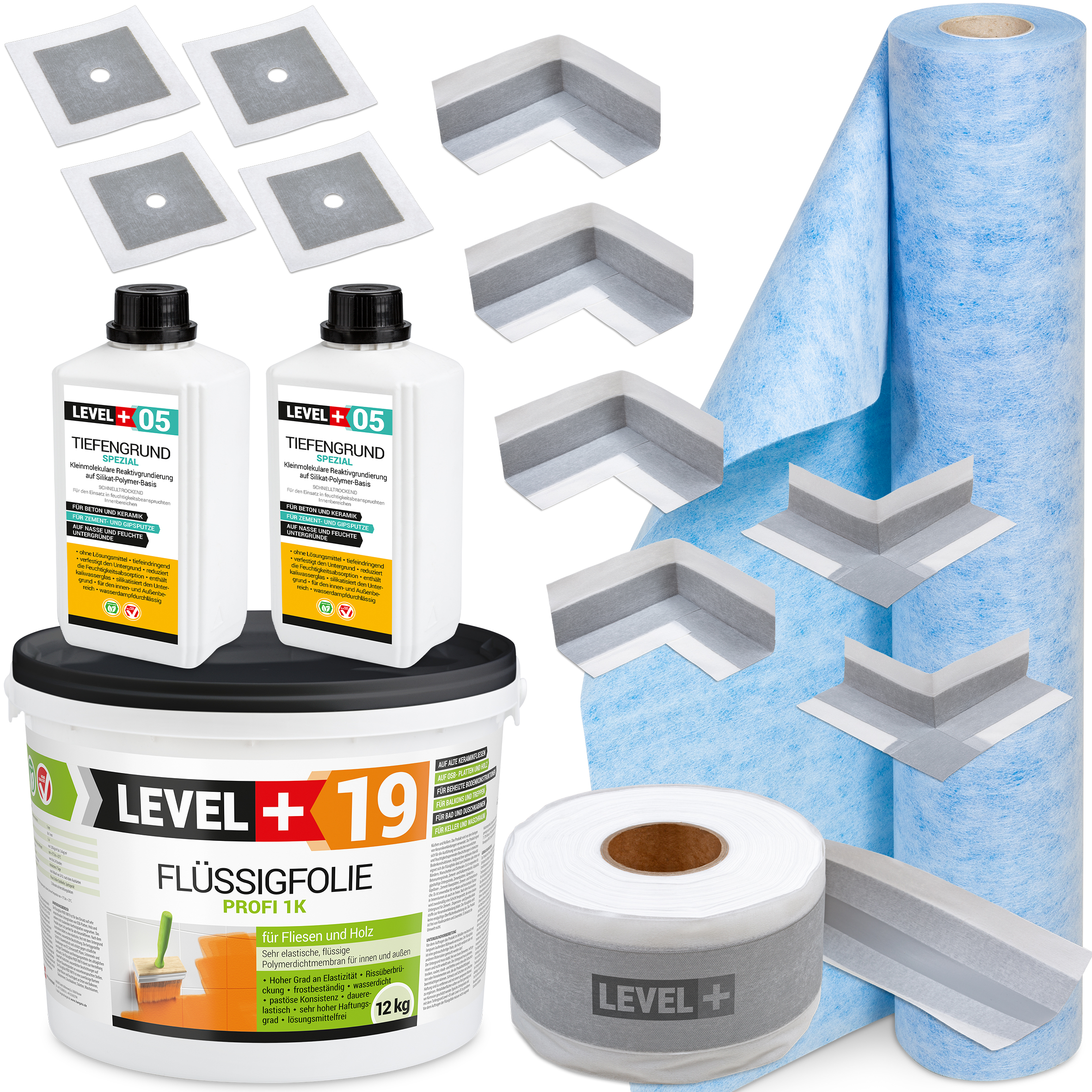 LEVEL+ Bandset Dusche Balkon Dichtband Dichtbahn Duschelement Ecken Profi Set B7 85561524